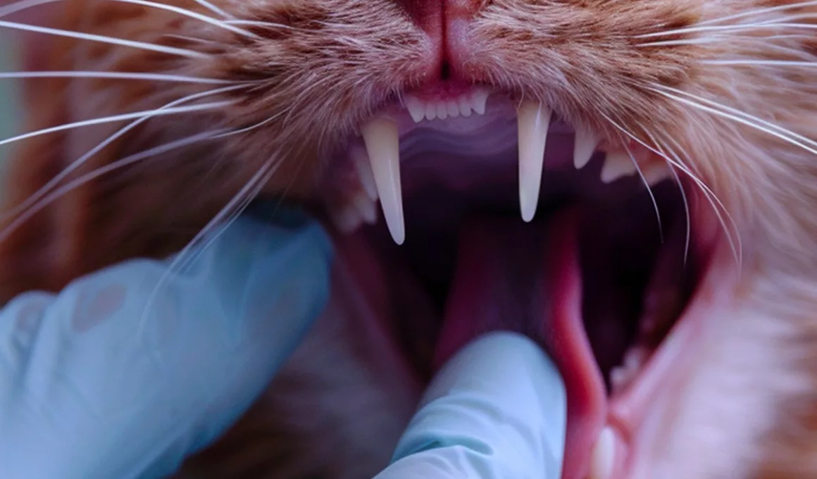 Examen dentaire chez un chat.